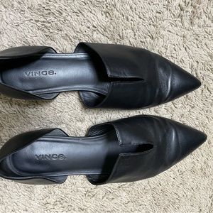 Vince Black Leather Pointed Flats